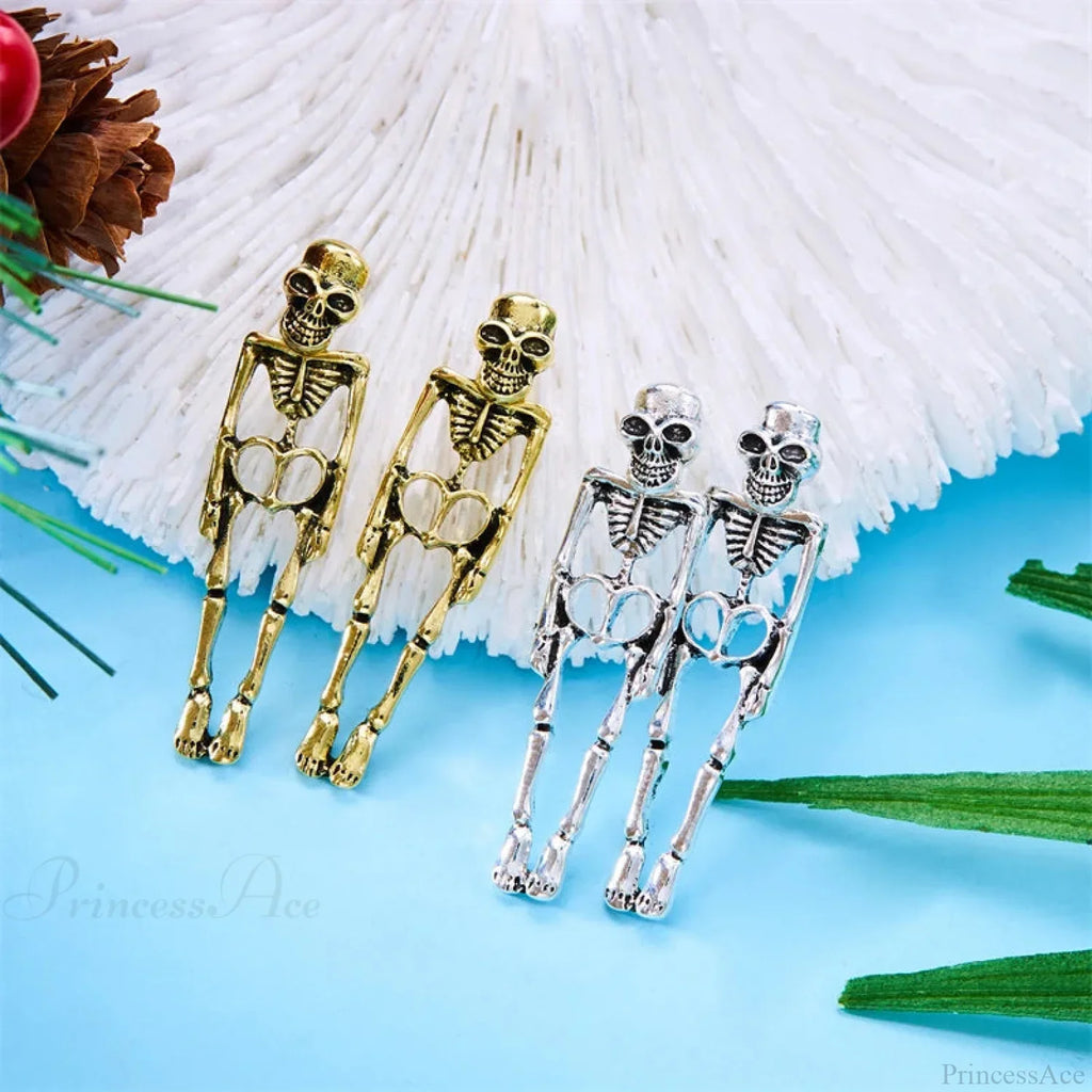 Antique Skeleton Vintage Gold Drop Earring