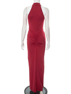 Ariana Halter Ruched Maxi Dress