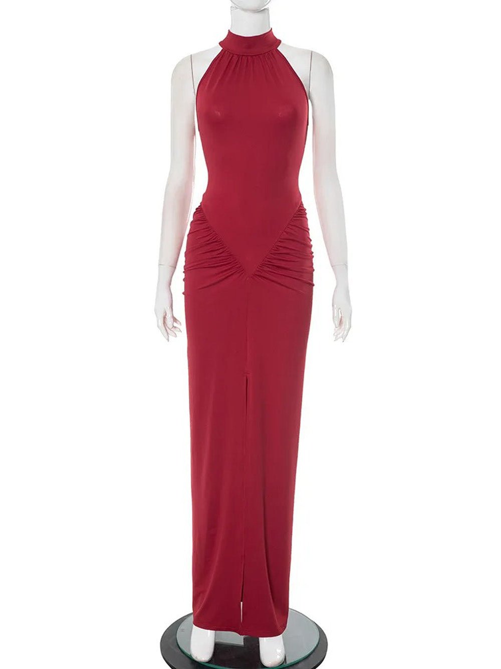 Ariana Halter Ruched Maxi Dress