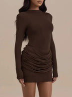 Ariana Long-Sleeve Ruched Mini Dress