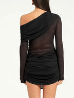 Ariana One Shoulder Mesh Mini Dress