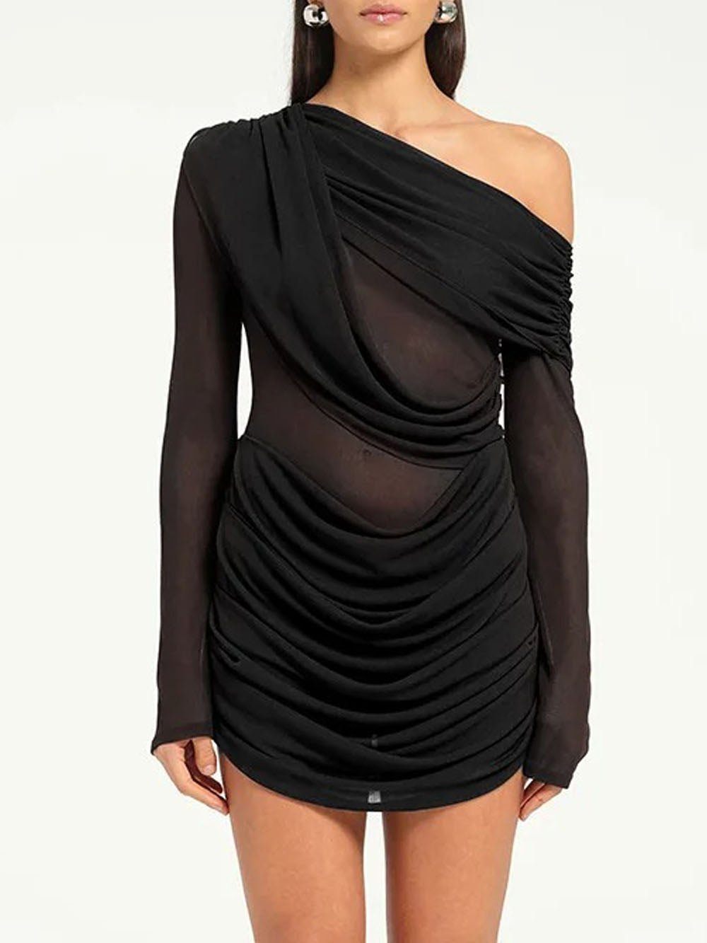Ariana One Shoulder Mesh Mini Dress
