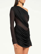 Ariana One Shoulder Mesh Mini Dress