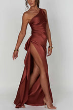 Ariana Timeless Satin Maxi Dress with Slit Designer Edit
