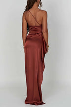 Ariana Timeless Satin Maxi Dress with Slit Designer Edit