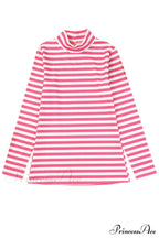 Arm Design Long Textured Pink Knit Striped Tee