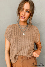 Arm French Knit Beige Brief Cable Sweater