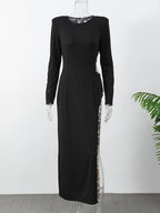 Arya Sequin Shoulder Maxi Dress