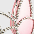 Asymmetric Butterfly Rhinestone Satin Clutch - Pink