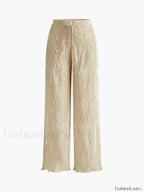 Asymmetric Halter Crop Top With Wide Leg Pants Set
