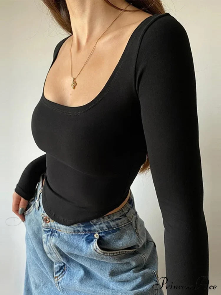 Sleek Slim-Fit Square Neck Knit Top