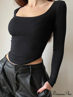 Sleek Slim-Fit Square Neck Knit Top