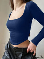 Sleek Slim-Fit Square Neck Knit Top