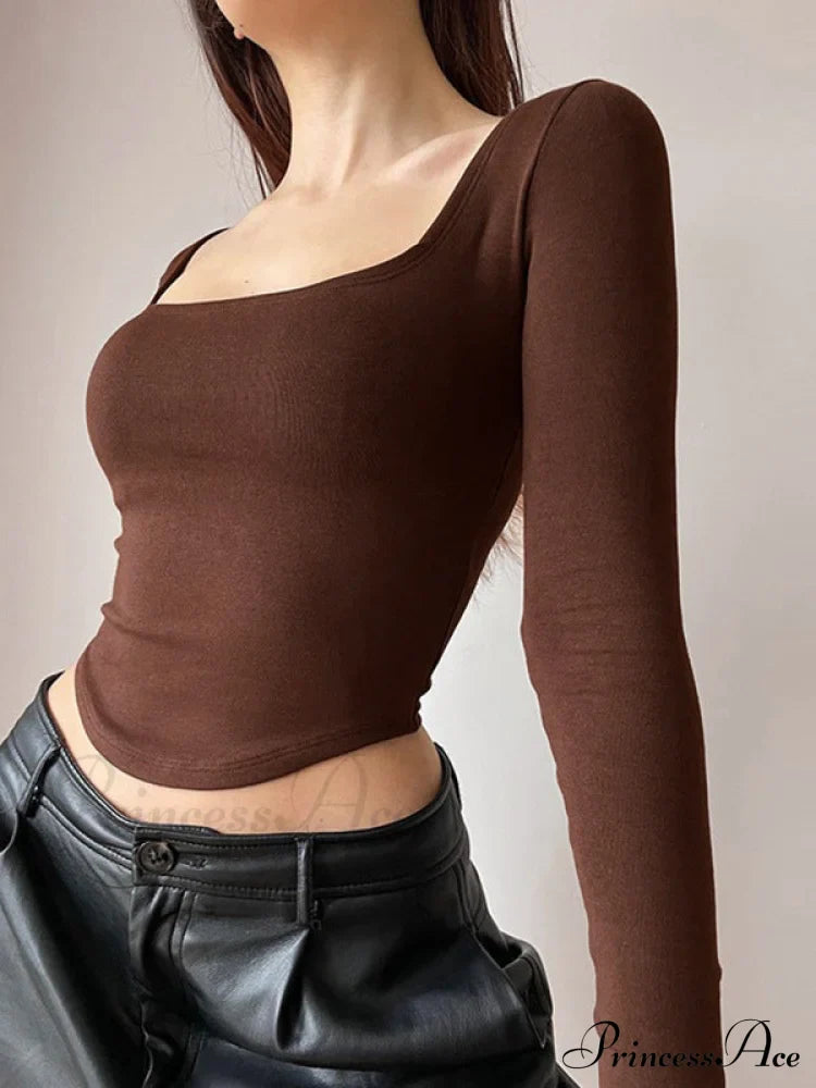 Sleek Slim-Fit Square Neck Knit Top