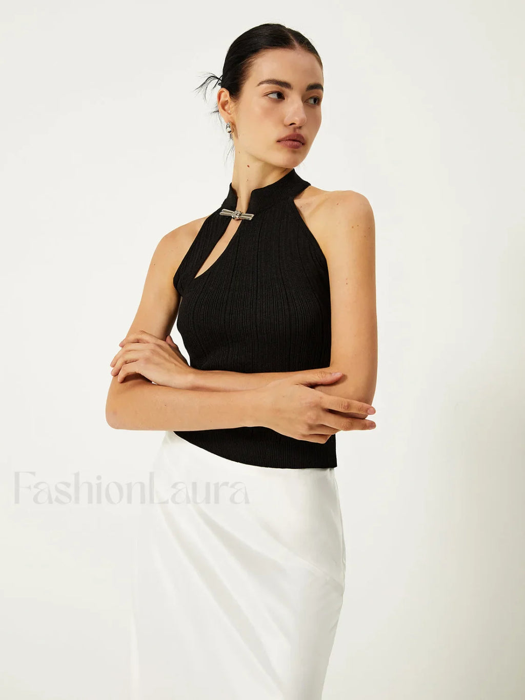 Asymmetrical Button Sweater Vest