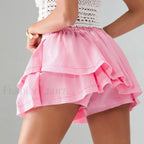Asymmetrical Lined Shorts Skirt