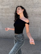 Asymmetrical Neck One Shoulder Off Top