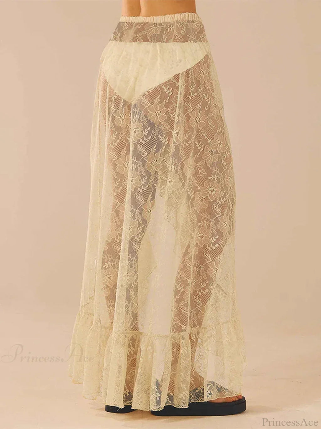 Asymmetrical Ruffle Lace Bodycon Summer Beach Y2K Long Skirt