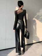 Asymmetrical Sheer Mesh Panel T-Shirt