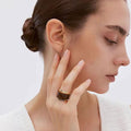 Asymmetrical Two Tone Layered Chunky Cuff Ring