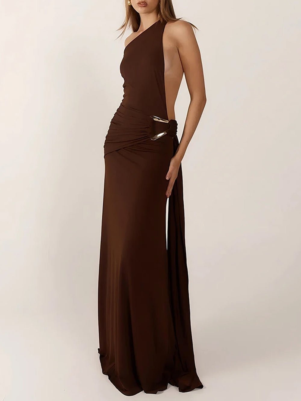 Athena One Shoulder Backless Maxi Dress