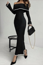 Off Shoulder Long Sleeve Sweater Dress