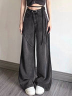 Vintage Gray High Waist Splice Mopping Boyfriend Jeans