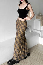Plaid High Waist Bodycon Skirt