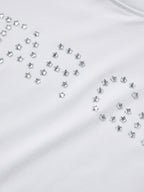 Letter Rhinestone Print Short Sleeve Tee