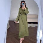 Temperament Lace-Up V-neck Zen Wind Dress
