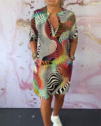 Salomé Boutique Slimming Dress with a Colorful Print Elevated Occasion Wear