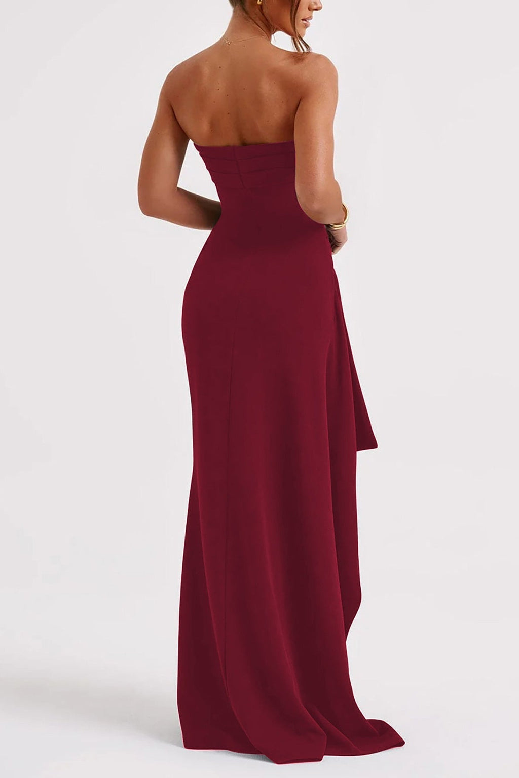 Strapless High Slit Maxi Dress