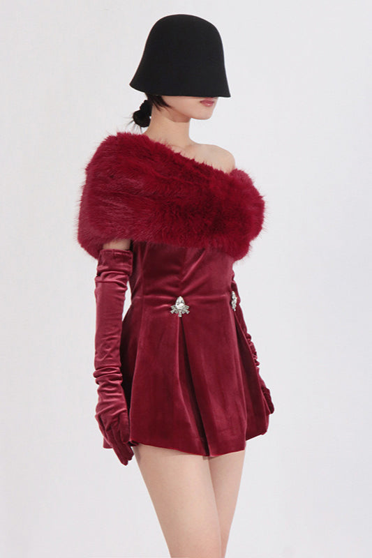 Red Crystal Embellished Strapless Bandage Dress