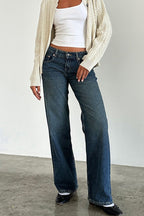 Vintage Washed Stretchy Straight Leg Jeans