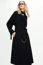 Extra Long Knee Length Ring Detail Overcoat