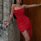 Lana Lace Strapless Mini Dress with Appliqué