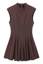 Sleeveless Mock Neck Fit and Flare Mini Dress