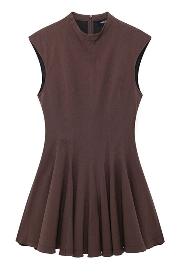 Sleeveless Mock Neck Fit and Flare Mini Dress