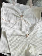 Lace Patchwork Pleated Two Piece