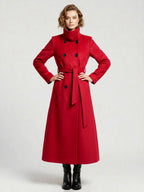 Belted Long Woolen coat with Double-breasted and high collar For Women 2026