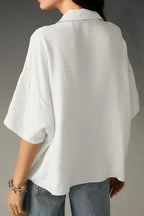 Solid Color Loose Lapel Short-sleeved Casual Shirt
