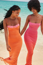 flame orange maxi dress