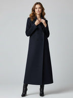 Maxi Double-breasted Woolen Coat in Sophisticated Straight Cut For Women 2026