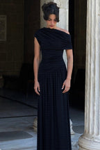 Slim Fit Round Neck Ruched Sheer Bodycon Formal Dress