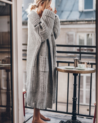 Chunky and Warm Knit Button Pocketed Oversized Midi Cardigan
