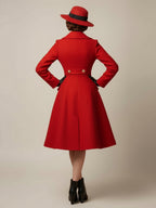 Vintage A-line Double-breasted Woolen Flared Midi Coat For Women 2026