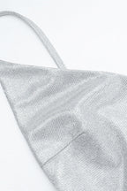V-Neck Glitter Backless Slip Dress Party Dress