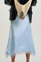 Lace Trim Asymmetric Skirt