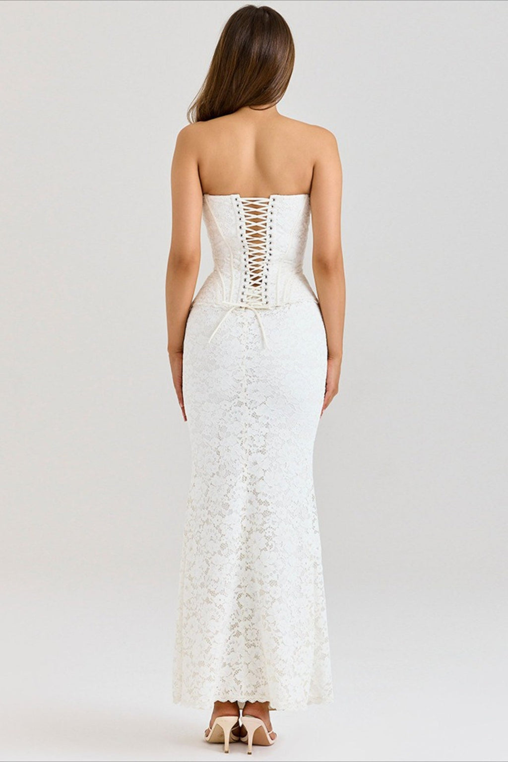 Strapless Lace Corset Sweetheart Mermaid Trumpet Maxi Gown