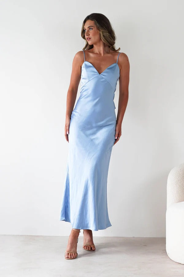 Satin Backless Tie Dress